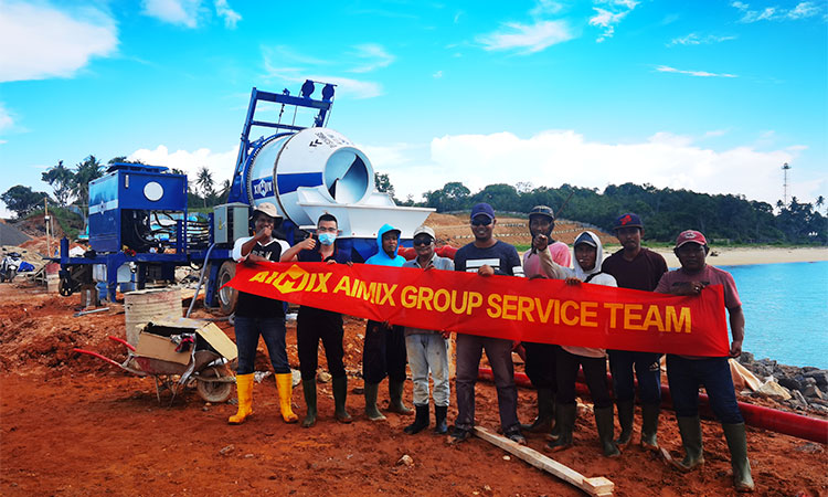 40m3 concrete mixer pump working in Pangkalpinang